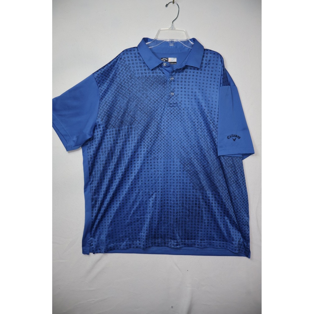 Golf Polo Callaway Opti-Dri Shirt Mens XXL Blue Geometric Pattern Short Sleeve